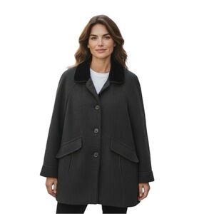 Bromley Collection Wool Blend Coat Black Classic Button Jacket M